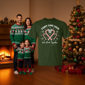 Camiseta navideña Candy Cane Crew, diseño familiar a juego para las fiestas, nos unimos entre nosotros - Product Image 3