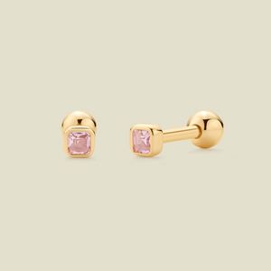 Pendientes de tuerca cuadrados de 12 colores con piedra de nacimiento, chapados en oro, de acero inoxidable, con circonita, hipoalergénicos, joyería para mujer al por mayor - Product Image 6