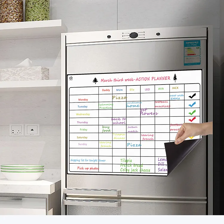 Weekly Dry Erase Board Planner White Magnetic Fridge 17"X 12" Wall Mounted Message Vertical Whiteboard