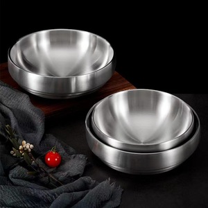 Stainless Steel Double Wall Bowl Natural Gold 3Pcs Set For Noodles Salad Dining - Product Image 3