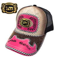 Gorra de Béisbol Unisex con Logo 3D de Metal Estilo Occidental, Informal, de Mezclilla, Lona, Malla, para Pesca al Aire Libre
