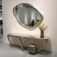 Meuble d'entrée de couloir grande taille en or, table console d'entrée moderne en métal