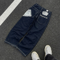 Jeans en denim pour hommes de haute qualité, nouveaux, personnalisés, avec des patchs brodés, coupe large, streetwear, vintage, OEM ODM, coton extensible, pantalons personnalisés