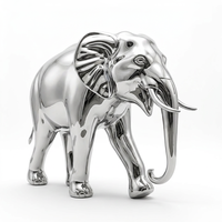 Sculpture d'éléphant en acier inoxydable, design géométrique faceté saisissant, style traditionnel et moderne, poli, décoration extérieure pour jardin, parc, place publique