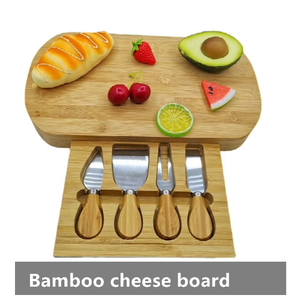 Vente <span class=keywords><strong>en</strong></span> gros de couverts de cuisine naturels fantaisie personnalisés, ensemble de plateau à trancher pour gâteau pain, tiroir, planche à découper et couteau <span class=keywords><strong>en</strong></span> bambou - Product Image 2