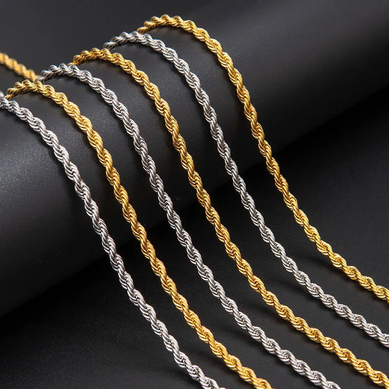 3mm Hot Sale Twisted 14k gold plated Franco Figaro Link Chain Necklace Filled Cable rope chain