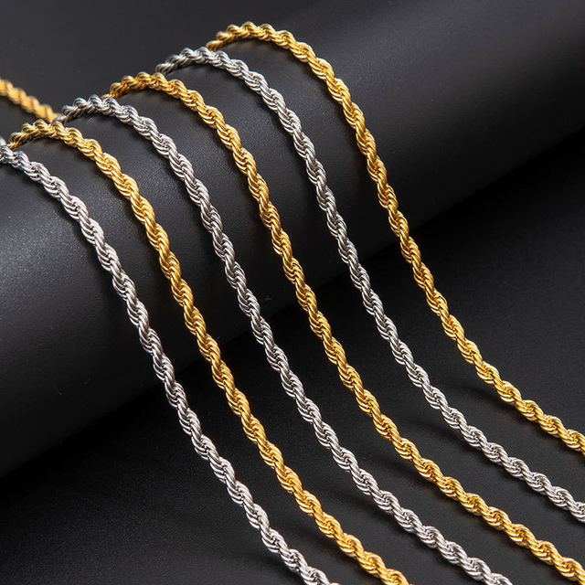 BES 3mm Stainless Steel Twist Rope Chain Tarnish Free Hip Hop Jewelry Ready to Ship Factory Wholesale in Stock