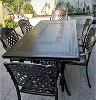 Ensemble de table et chaises de jardin en alliage d'aluminium moulé empilables pour patio, jardin, villa et balcon, meubles d'extérieur