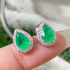 Boucles d'oreilles tendance personnalisées en usine, bijoux minimalistes fusionnels, pavées de zircons CZ, forme poire halo, pour femme, cadeau - Product Image 2