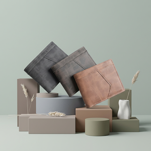 Portefeuille fin en cuir véritable pour homme WRIZA, fermeture minimaliste à rabat, utilisation quotidienne, marron, gris, noir, portefeuille en cuir pour homme - Product Image 4