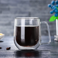 Mug à café en verre borosilicate à double paroi, moderne, écologique, personnalisé, luxe, doré, transfert thermique haute température