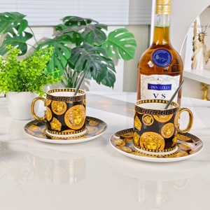 Taza de Café de Porcelana Fina con Estampado de Leopardo Azul Retro de Lujo Ligero, Boca Inclinada, Exquisita, para Hogar u Oficina, Regalo - Product Image 3