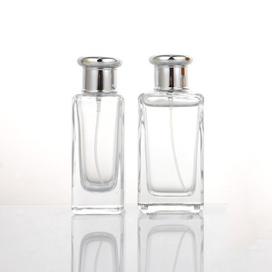 ขวดน้ำหอมแก้วทรงเหลี่ยม ปากขวดแบบ Crimp  ขวดแก้วใสแบบกดพ่นละอองละเอียด - Product Image 2