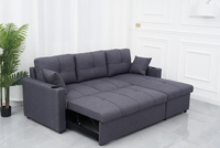 Sofá Cama Esquinero Multifuncional Moderno para Apartamento Pequeño Plegable Convertible en Cuero y Lino para Uso en Dormitorio y Sala de Estar
