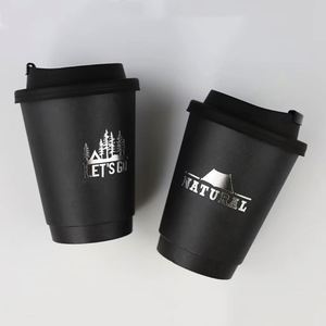 8/12/16/20/22oz All Black Inside PE Coated Compostable Custom logo Stamping Coffee Drinking Paper <b>Cups</b> - Product Image 1