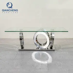 Qiancheng Meiyue Đồ Nội Thất Thổ Nhĩ Kỳ Bàn Cà Phê Mạ Crôm Ss Hiện Đại Sang Trọng Và Kệ Tv Bàn Cà Phê Kính Hiện Đại Bán Sỉ Trung Quốc - Product Image 5