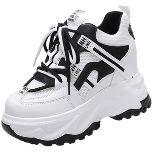 Dropshipping Logo personalizzato 2022 estate autunno zeppe grosse da donna scarpe <span class=keywords><strong>con</strong></span> tacco <span class=keywords><strong>Sneakers</strong></span> <span class=keywords><strong>bianche</strong></span> traspiranti per donna - Product Image 1