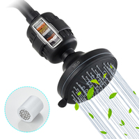 Cartouche de filtre adoucisseur d'eau à 15 étapes, pommeau de douche haute pression avec 9 réglages de jet, finition noir mat