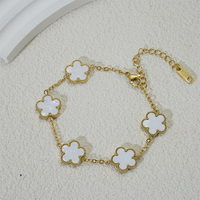 Pulsera de Acero Inoxidable con Baño de Vacío de 18K, Diseño de Trébol de Cinco Flores, Amuleto de Cuatro Hojas, Joyería de Moda, Accesorios para Mujer, Regalo
