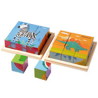 Mainan Edukasi Anak Balok Bangunan Kayu Solid Heksagonal Kartun Puzzle Mainan Pembelajaran Dini