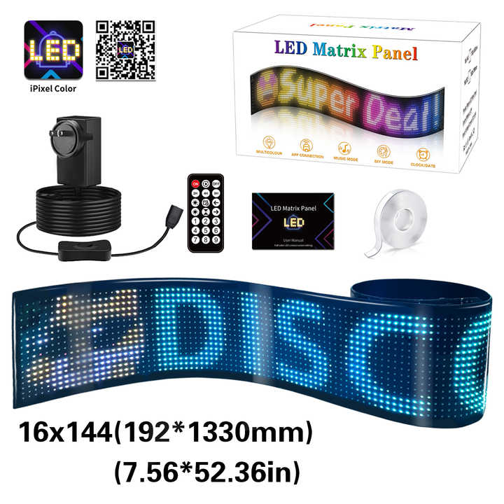 Programmable USB 5V RGB Pattern Animation Text DIY Scrolling Panel Remote Control Advertising LED Matrix Car Sign Display Screen