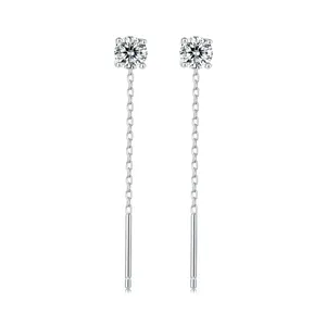 40 points of high-end moissanite earrings for women, exquisite minimalist style long tassel s925 sterling silver earrings