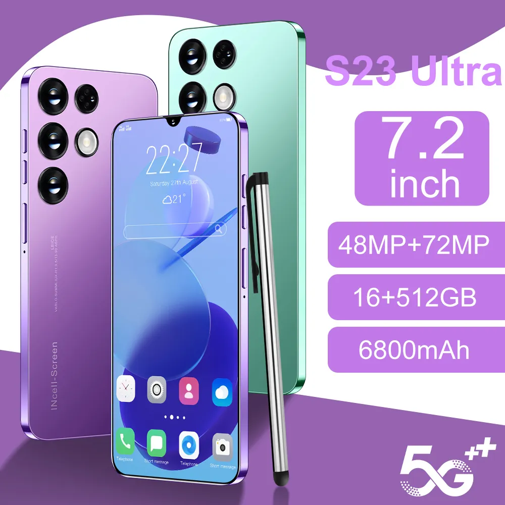 Danh Sách Mới S23 Plus Điện Thoại Thông Minh Cảm Biến Trọng Lực GPS Điện Thoại Android Nhận Diện Khuôn Mặt Toàn Màn Hình Điện Thoại Di Động _