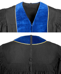 Robe universitaire de haute qualité Phd <span class=keywords><strong>Blue</strong></span> Velvet US Deluxe Doctoral Graduation <span class=keywords><strong>Gown</strong></span> Tam and Hood - Product Image 5