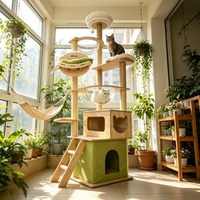 Grand arbre à chat en bois avec condo, perchoir, maison et poteau en corde de sisal, capsule spatiale pour familles multi-chats, direct usine