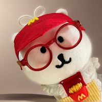 Adorable poupée ours autoironique de 13 cm, ensemble de vêtements en coton avec bavoir et chapeau de 10 cm, style McDonald's, Joyfull