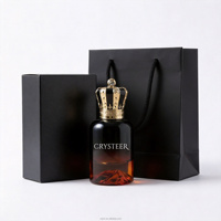 Flacon de parfum cylindrique de luxe en verre 50 ml, diffuseur à bâtonnets, pulvérisateur à pompe, bouchon couronne, emballage vide pour parfum avec logo personnalisé, OEM