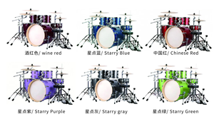 Batterie de jazz acoustique complète 5 pièces, 4 cymbales, coque en PVC pailleté violet, kit de batterie pour débutant avec tabouret de batterie et accessoires pour spectacle - Product Image 3
