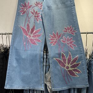 <span class=keywords><strong>Jeans</strong></span> da donna 2026 taglie forti con strass, a vita alta, vestibilità ampia, gamba dritta, pantaloni <span class=keywords><strong>lunghi</strong></span> resistenti - Product Image 2