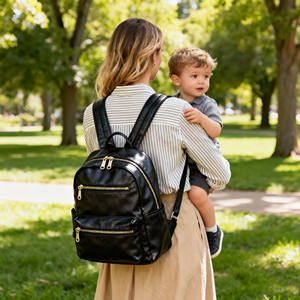 Fabricant de sacs à couches multi-poches en similicuir végan de qualité supérieure personnalisés sac à dos pour mamans lingettes pour vêtements de bébé biberons - Product Image 5