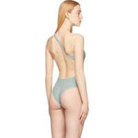 Maillot de bain une pièce bleu clair scintillant à bandoulière unique bas du dos maillot de bain sexy pour femme