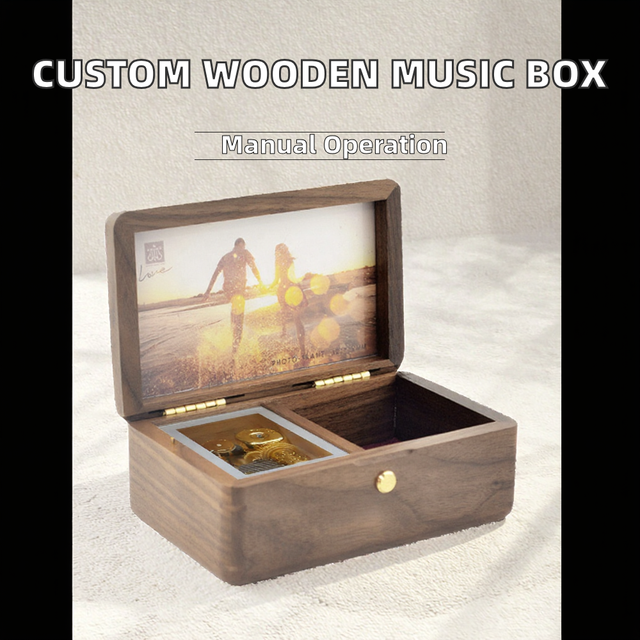 Walnut Wood Music Box Customizable Photo Birthday Gift Graduation Gift Music Box Teacher's Day Gift