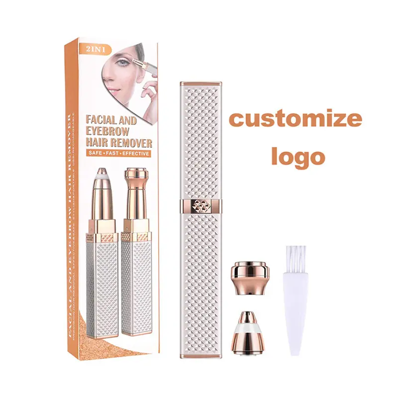 Tondeuse à sourcils et épilateur facial 2 en 1, rasoir électrique rechargeable par USB pour femmes, épilation faciale avec lumière LED intégrée