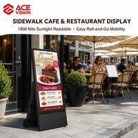 ACEVISION Layar Iklan Luar Ruangan Portabel Bertenaga Baterai 1080P IPS Tahan Sinar Matahari Papan Poster Digital untuk Toko Ritel