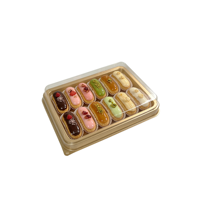 Boîte d'emballage pour pain doré, fournitures de boulangerie, boîte rectangulaire en plastique PET recyclable de luxe, 4 pouces, 3,5 pouces, boîte d'emballage pour brioches à la cannelle