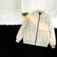 Veste d'hiver à col baseball, couleur unie, fermeture éclair, résistante au froid et chaude, veste en duvet décontractée pour homme, grande taille