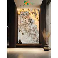 Brésil vente en gros moderne poli luxe blanc naturel Patagonie panneau mural translucide Pandora dalles de marbre
