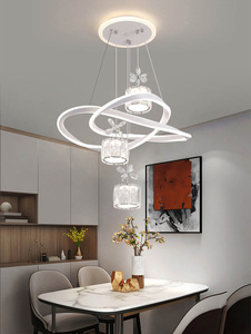 Moderno LED interno camera da letto bianco nero illuminazione semplice tavolo da pranzo lampadario nordico acrilico lampade a sospensione - Product Image 3