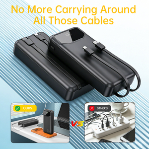 Batterie externe portable 20000 mAh 45W à charge <span class=keywords><strong>rapide</strong></span> avec câbles doubles intégrés, affichage numérique, logo personnalisé AP32E - Product Image 6