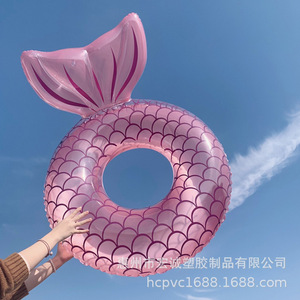 Anillo de natación inflable de sirena de 110 cm para adultos, diseño novedoso, material de Pvc respetuoso con el medio ambiente - Product Image 2