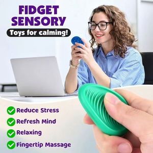 New Sensory Fidget Toys <b>Kids</b> Adults 6 Pc Silicone Worry Stone Travel Toy for Autism Teens Calm Down Quiet Anxiety Fidgets - Product Image 2