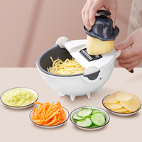 9-In-1 Keuken Multifunctionele Fruit & Groente Gereedschap Drainage Mand Messnijder Handmatige Snijmachine Shredder Grinder