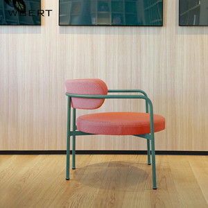 WBERT moderno nórdico ligero de lujo ocio Metal de acero inoxidable con respaldo de tela para el hogar sala de estar comedor libro Chai - Product Image 2