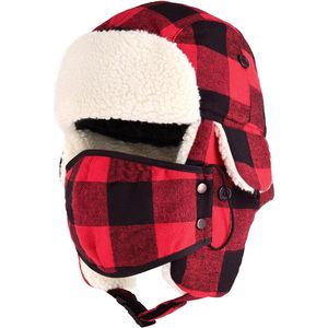 Chapeau de trappeur d'hiver à carreaux Lumberjack avec protège-oreilles et sangle sous le menton, coupe-vent pour l'extérieur, bonnet de ski unisexe pour adulte PT201 - Product Image 1