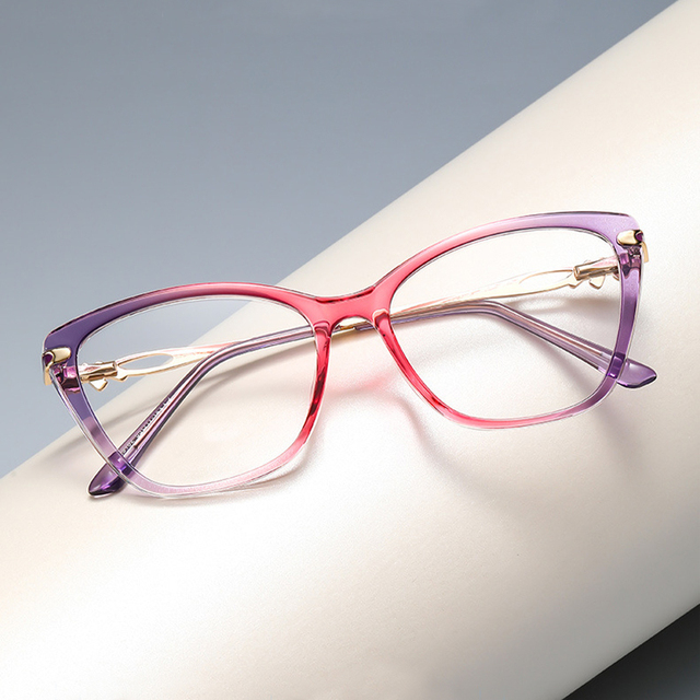 Fashion Optical Frames for Glasses Women Trend Color High Quality Metal Temple Anti Blue Light TR90 Cat Eye Eyeglasses Frames