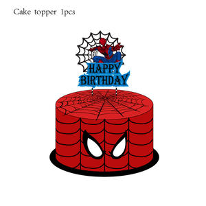 Nouvel arrivage de personnage de dessin animé <span class=keywords><strong>Spider</strong></span> <span class=keywords><strong>Man</strong></span> joyeux anniversaire décoration gâteau insertion drapeau bannière costume pour enfants - Product Image 5